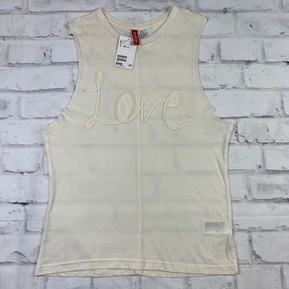 H&M Love Muscle Tank Off-White | Size XS | NEW - Picture 5 of 7